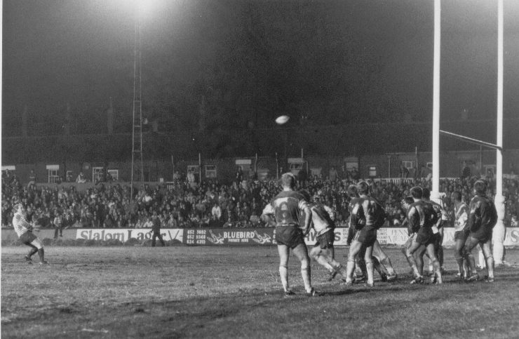 Mick Burke slots home the last minute winning conversion against Wigan in the Challenge Cup - Feb 4th 1987