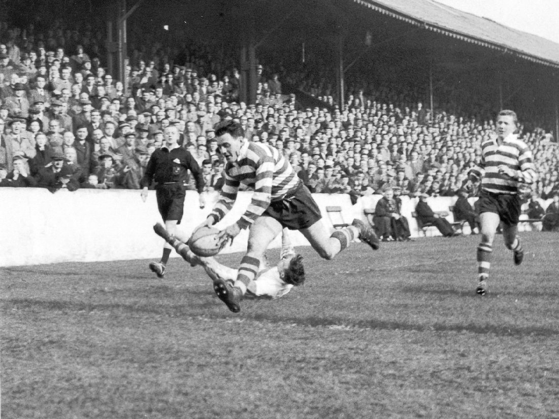 A try for John Noon v workington - March 18th 1961.