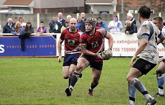 Chris Clarke in action v Workington backed up by Neil Roden - Aug 19th 2012.
