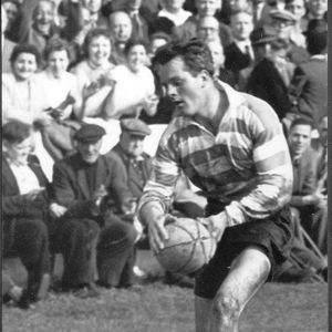 Another try for Dennis Ayres. Oldham v Barrow - Sep 22nd 1956.