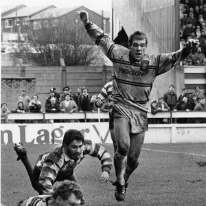 Bob Beardmore and David Liddiard scramble after a loose ball over the Oldham line. Verdict try to Castleford - March …