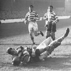 Frank Stirrup scores v Halifax - Oct 13th 1956.