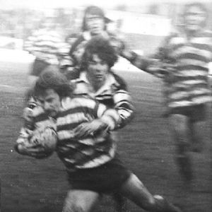 Mick Mcone is well tackled at Hull - Feb 17th 1973.