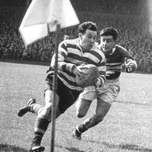 Frank Pitchford evades Dave Bolton to score at Central Park - Sep 1st 1956.