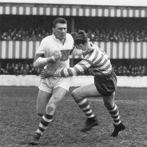 Ike Southward attempts to escape the clutches of John Etty - April 26th 1958.
