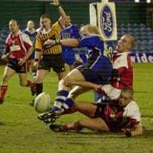 Dane Morgan & Gavin Dodd defend against Sharlston Rovers - March 3rd 2004.