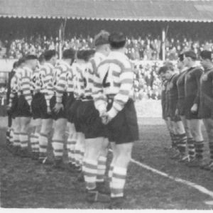 The teams line up before the kick off - Dec 4th 1948.