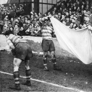 Ogden, Goldswain and Keith help with a benefit collection at Barrow - March 13th 1954.