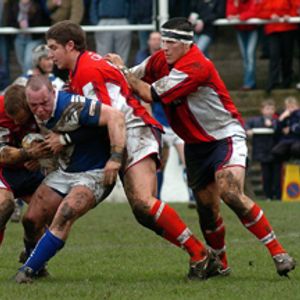 Kirkland, Hodson and Hayes tackle McDermott - April 2nd 2006.