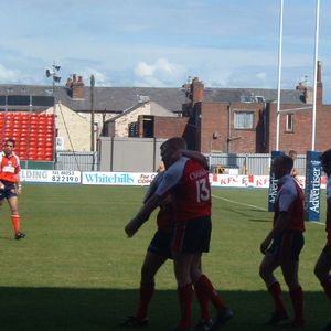 The players congratulate try scorer Lee Marsh - May 30th 2004.