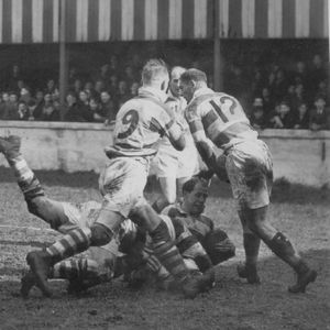 Melee! Edgar Brooks meets Doug Phillips. Oldham v Belle Vue - April 3rd 1948.