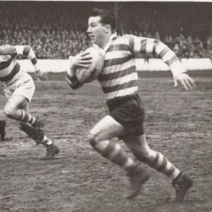 Frank Pitchford breaks clear with Terry O'Grady on the inside - Jan 1st 1955.