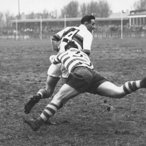 Ayres tackles Fearis - Feb 22nd 1958.