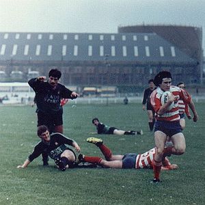Des Foy breaks clear at Blackpool - Sep 5th 1982.