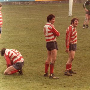 From left: Andy Goodway, Mick Worrall, Gary Owen and Terry Flanagan v Blackpool - March 28th 1982.