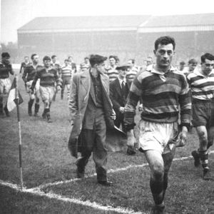 The players leave the field v Dewsbury Oct 10th 1953
