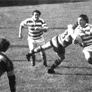 Phil Larder avoids a tackle v Dewsbury - Sep 17th 1978.