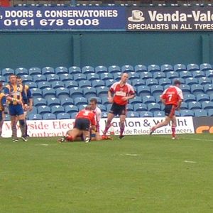 Ian Marsh and Phil Farrell pull down a Doncaster player - Sep 12th 2004.
