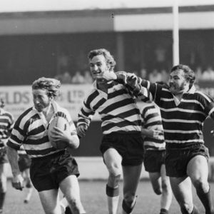 Martin Murphy breaks clear v Featherstone with Norman Hodgkinson in support - Nov 2nd 1971.
