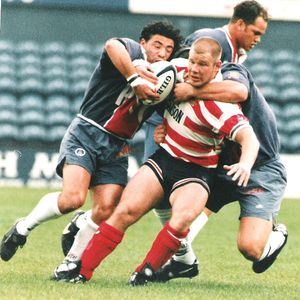 Patrick Entat tries to wrestke the ball from John Clarke - June 26th 1996.