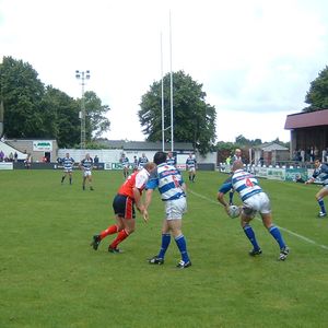 Martin McLoughlin & Iain Marsh put pressure on the Halifax defensive line - July 10th 2004..