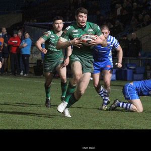 Matt Reid breaks clear at Halifax in the Challenge Cup March 20th 2018.