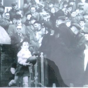 Harry Ogden leads out the team before his benefit match -May 16th 1953.