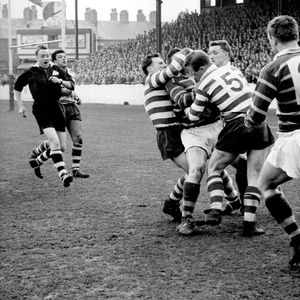 Nestor, Pitchford and Sims tackle Bowman - April 23rd 1962.
