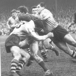 Dave Parker and Harry Major bring down a Rovers player - April 11th 1964.