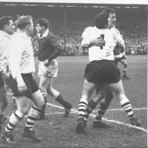 Congratulations for Peter Smethurst after scoring a try (Geoff Sims, Len McIntyre, Frank Dyson and Dave Parker - April …