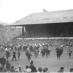 Pitch invasion after Len McIntyre's drop goal - April 11th 1964.