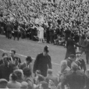 The Police clear the fans off the pitch - April 11th 1964.