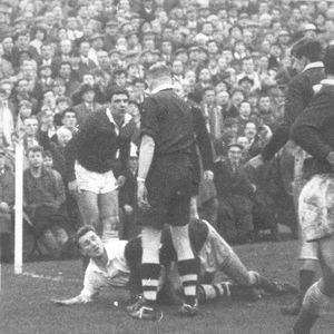 A try for Geoff Sims at Swinton in the first replay v HKR - April 15th 1964.