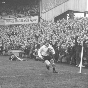 Trevor Simms crosses the Rover line at Station Road in the first replay - April 15th 1964.