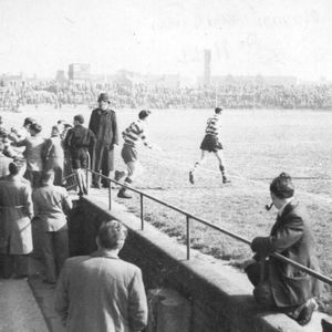 Oldham take the field at Hull - April 9th 1955.