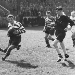 Dennis Ayres goes over for a try in the Championship Final at Odsal - May 18th 1957.