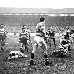 Saville tackles Ayres - April 16th 1958.
