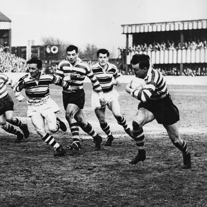 Etty breaks clear from Watts and Cooper with Pitchford and Davies backing up - May 3rd 1958.