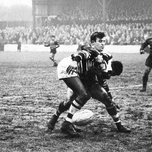 Brian Lord tackles Clive Sullivan - Feb 10th 1962.