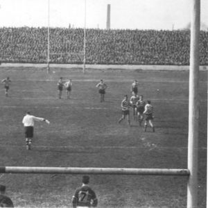 Oldham players go to congratulate Bernard Ganley after record goal v Hunslet - April 12th 1958.