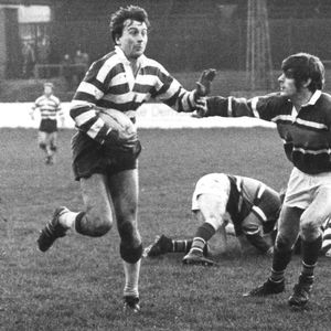 Phil Larder takes on the Hunslet defence - Nov 6th 1971.