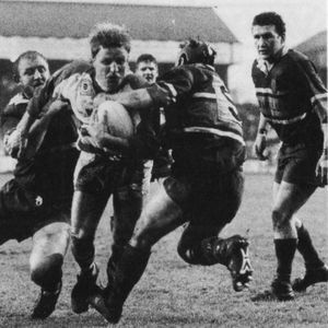 John Cogger goes for the line v Hunslet - Jan 7th 1990.
