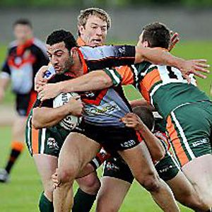 Said Tamghart still upright as three Hunslet players hang on to him - June 15th 2008