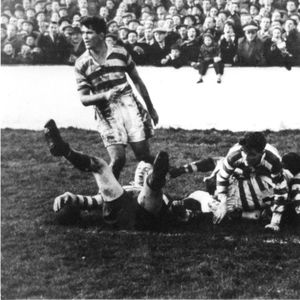 A second angle as Harry Ogden gets over the Leigh line only for the try to be disallowed - Nov 8th 1952.