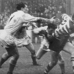 Stuart Whitehead charges through the Leigh defence - Feb 15th 1964.