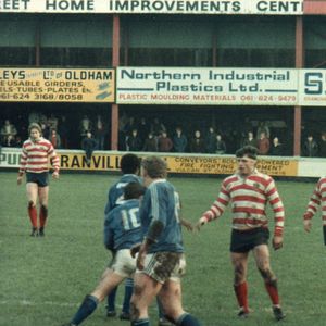Andy Goodway, Mick Morgan and Mick Parrish. Oldham v Leigh - Jan 8th 1984.