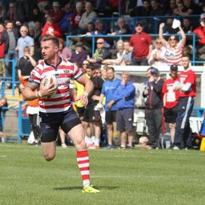 Danny Grimshaw heads for the try line with Jamel Chisholm in support - May 15th 2016.