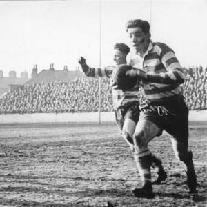 Bernard Ganley breaks away on his debut match v Liverpool - March 3rd 1951.