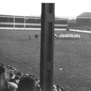 The teams line up before kick off - Oldham v NZ - Oct 25th 1947.