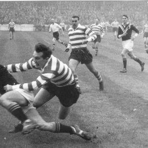 Bakalich scores in O'Grady's tackle - Oct 29th 1955.